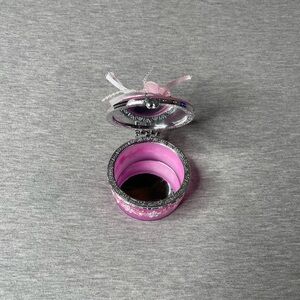 Sitco Mini Plastic Round Trinket Mirrored Jewelry Box